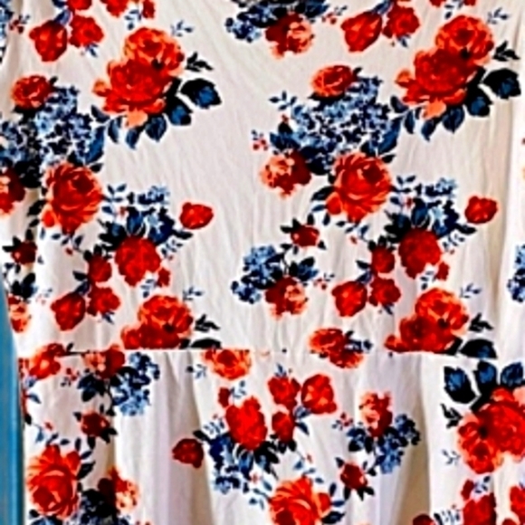 Bobbie Brooks LG Short Sleeve Pink White Floral Empire Waist Fit&Flare Dress - Picture 3 of 6